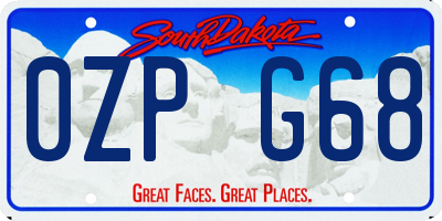 SD license plate 0ZPG68