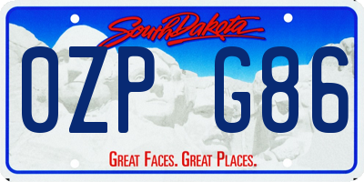 SD license plate 0ZPG86