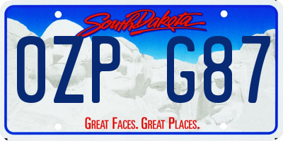 SD license plate 0ZPG87