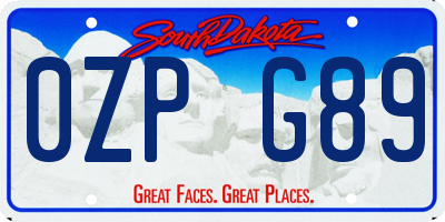 SD license plate 0ZPG89