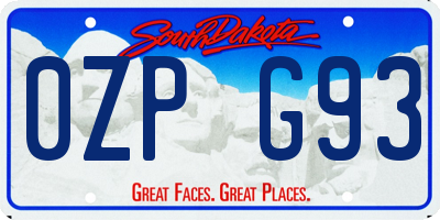 SD license plate 0ZPG93