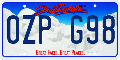 SD license plate 0ZPG98