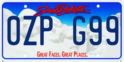 SD license plate 0ZPG99