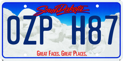 SD license plate 0ZPH87