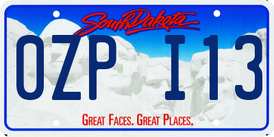 SD license plate 0ZPI13
