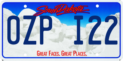 SD license plate 0ZPI22