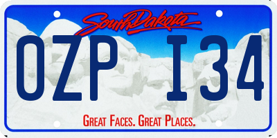 SD license plate 0ZPI34