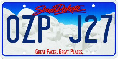 SD license plate 0ZPJ27