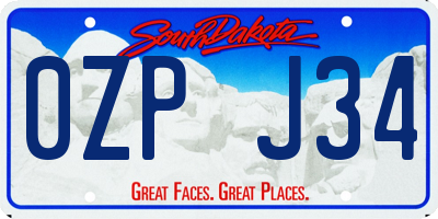 SD license plate 0ZPJ34