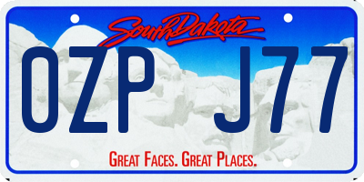 SD license plate 0ZPJ77