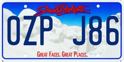SD license plate 0ZPJ86