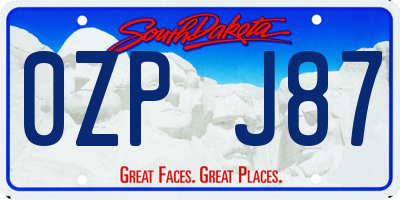 SD license plate 0ZPJ87