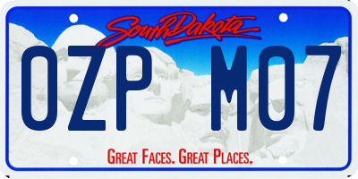 SD license plate 0ZPM07