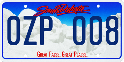 SD license plate 0ZPO08