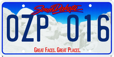 SD license plate 0ZPO16