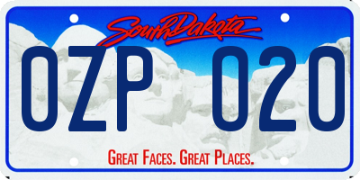 SD license plate 0ZPO20