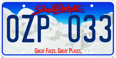 SD license plate 0ZPO33