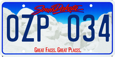 SD license plate 0ZPO34