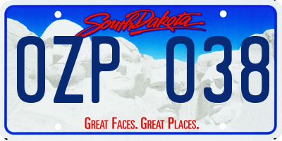 SD license plate 0ZPO38