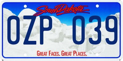 SD license plate 0ZPO39