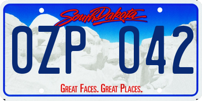 SD license plate 0ZPO42