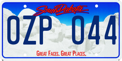 SD license plate 0ZPO44