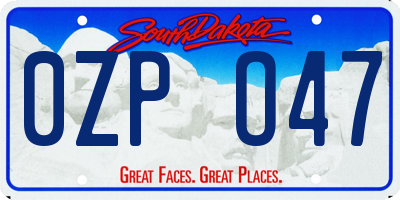 SD license plate 0ZPO47