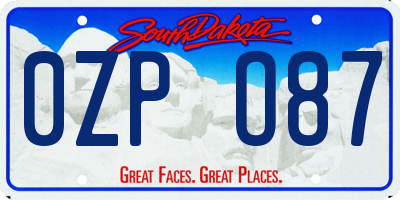 SD license plate 0ZPO87