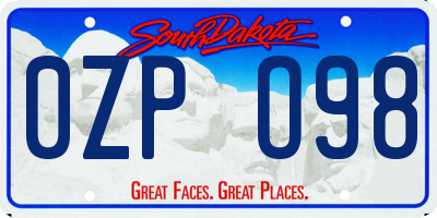 SD license plate 0ZPO98