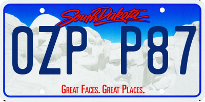 SD license plate 0ZPP87