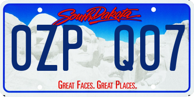 SD license plate 0ZPQ07