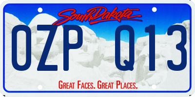 SD license plate 0ZPQ13