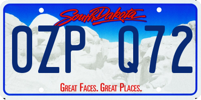 SD license plate 0ZPQ72