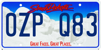 SD license plate 0ZPQ83