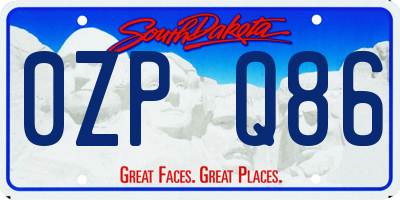 SD license plate 0ZPQ86