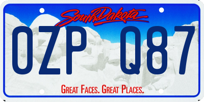 SD license plate 0ZPQ87