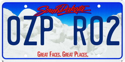 SD license plate 0ZPR02