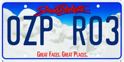 SD license plate 0ZPR03