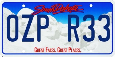 SD license plate 0ZPR33