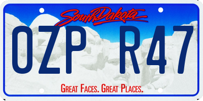 SD license plate 0ZPR47