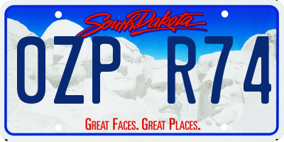 SD license plate 0ZPR74