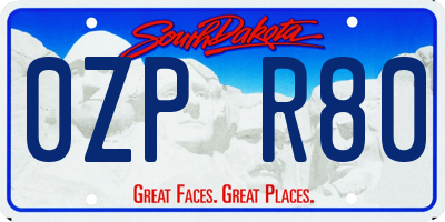 SD license plate 0ZPR80