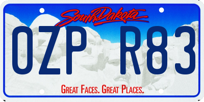 SD license plate 0ZPR83