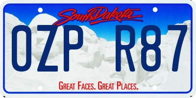 SD license plate 0ZPR87