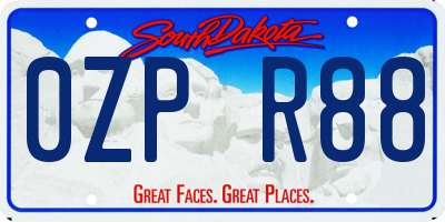 SD license plate 0ZPR88