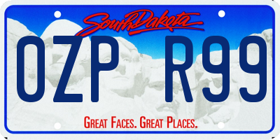 SD license plate 0ZPR99