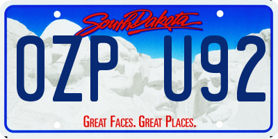 SD license plate 0ZPU92