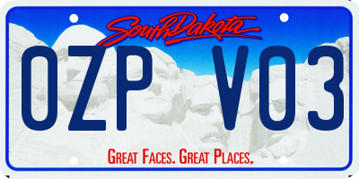 SD license plate 0ZPV03