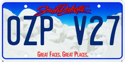 SD license plate 0ZPV27