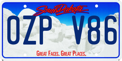 SD license plate 0ZPV86